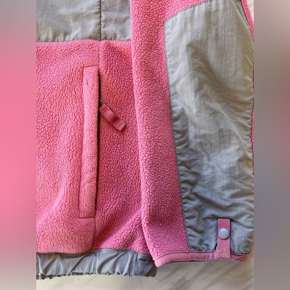 The North Face | Polartec Pink Gray Full Zip Logo Pockets Girls‎ Jacket Coat L - Picture 9 of 11